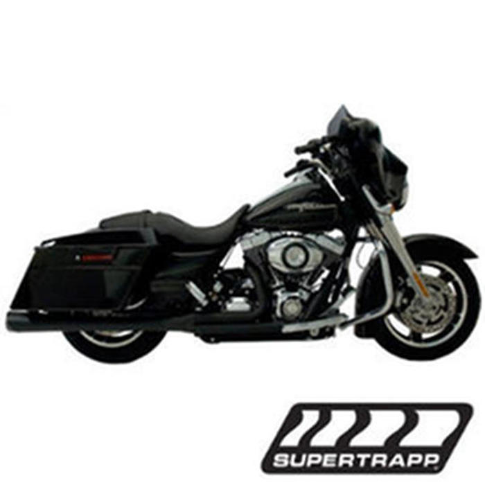 2009 Harley FLT & FLH Touring Models 2:1 SuperMeg Full Exhaust System - Black - Click Image to Close