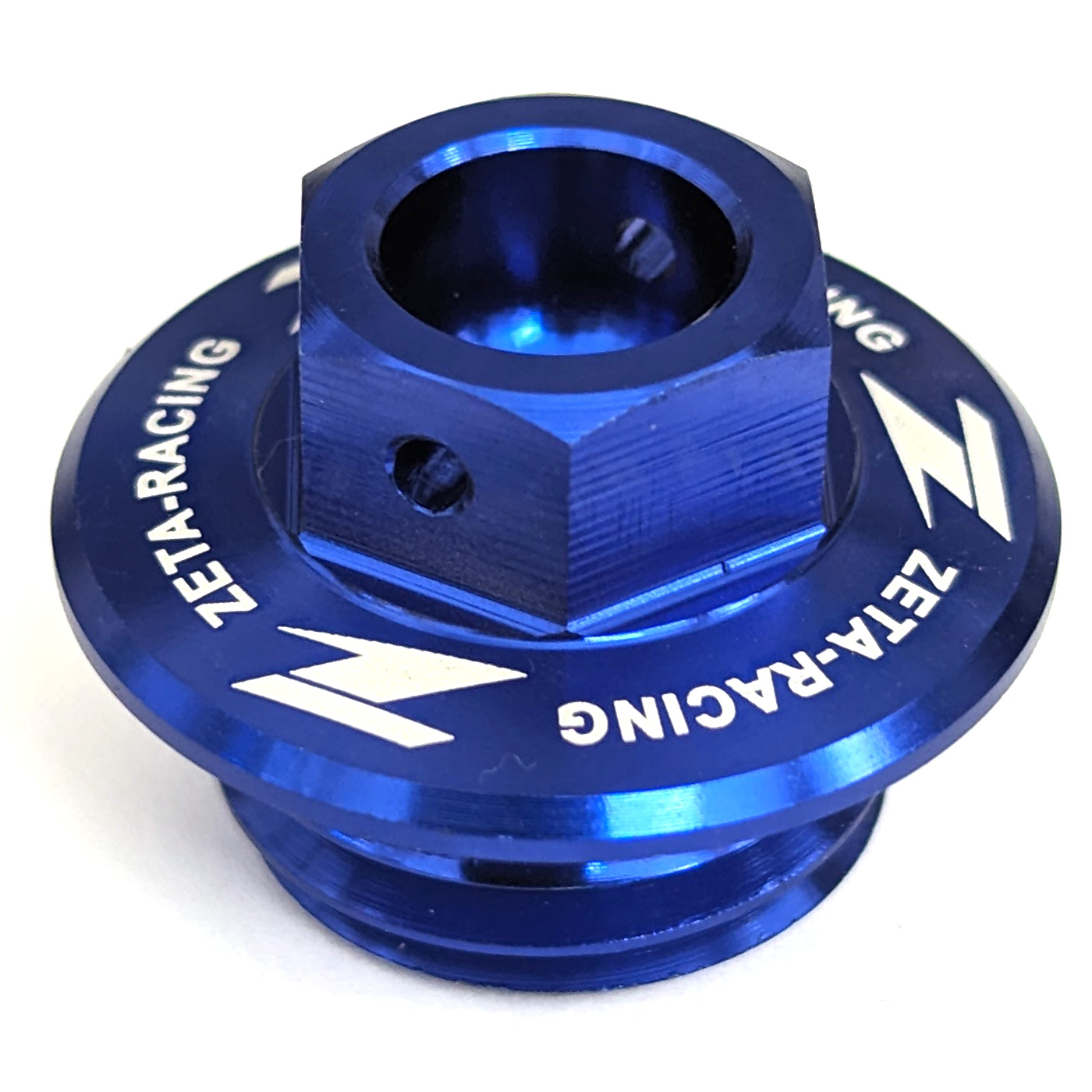 Blue Billet Oil Filler Plug w/ Safety Wire Holes - M20 x 2.5 Threads w/ 28mm Head - 14mm Hex - Click Image to Close