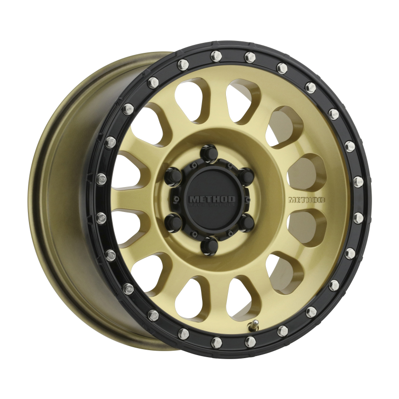 MR315 17x8.5 0mm Offset 6x135 87mm CB Gold/Black Street Loc Wheel - Click Image to Close