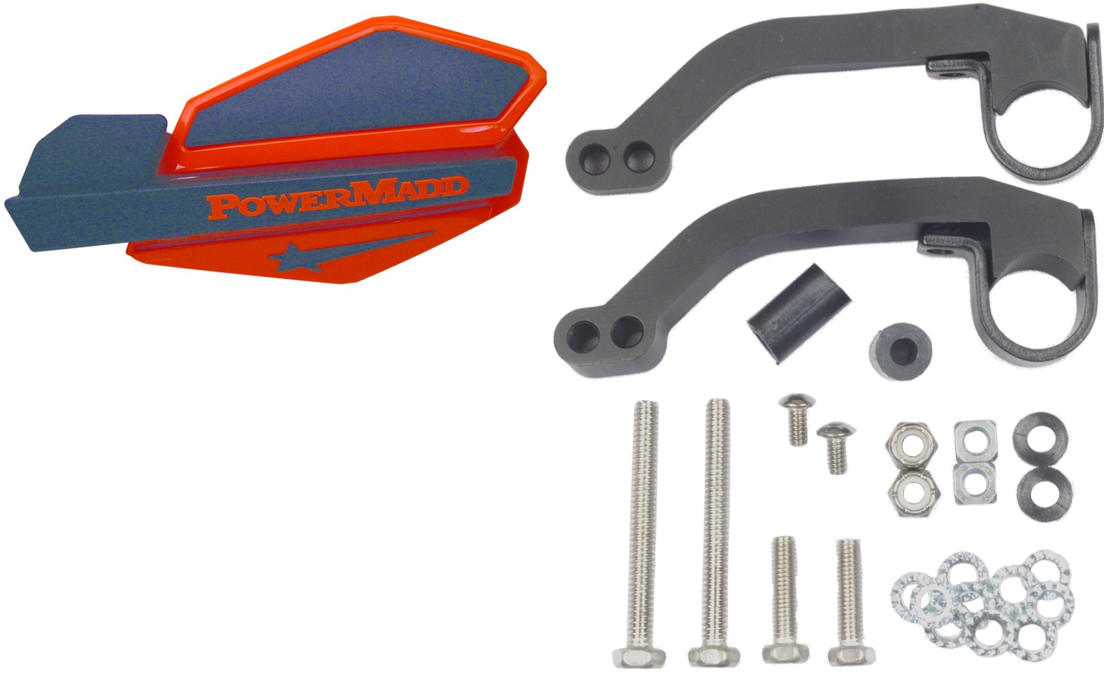 Orange & Black Star Handguard Kit w/ MC/ATV Mounts - Click Image to Close