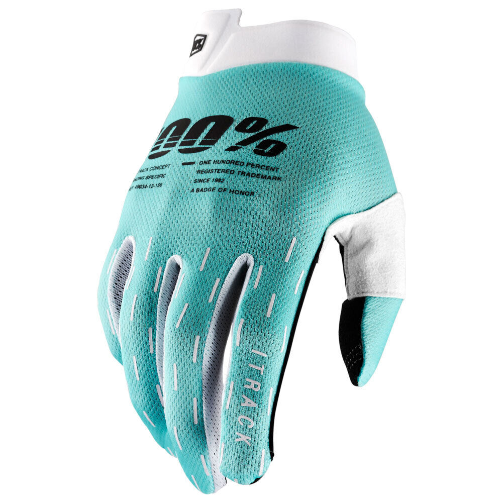 100% iTrack Men's Aqua XL Gloves - Textile - Click Image to Close