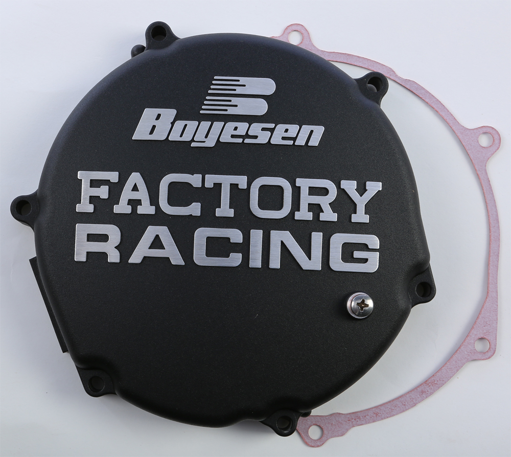 Black Factory Racing Clutch Cover - For 03-04 Kawasaki KX250 - Click Image to Close