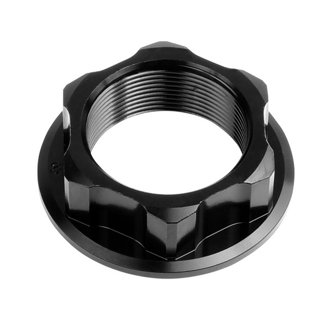 Black Steering Stem Nut - Fits Honda w/ M24x1.0 Steering Stem - Click Image to Close