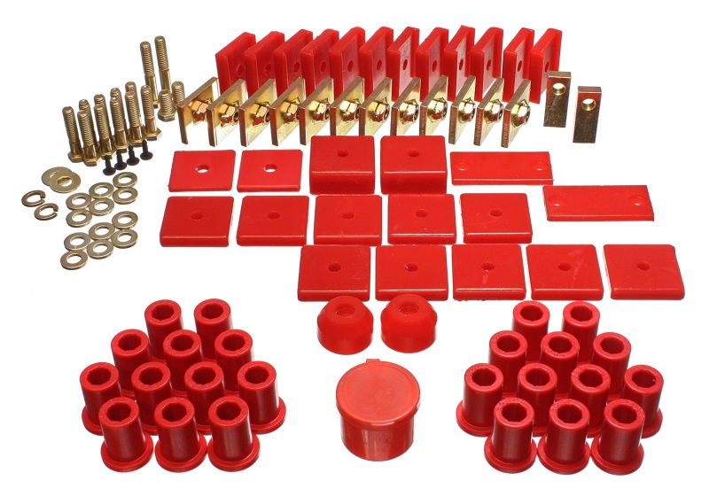 Red Hyper-Flex Master Bushing Set Fits 64-78 Toyota FJ40 Land Cruiser - Click Image to Close