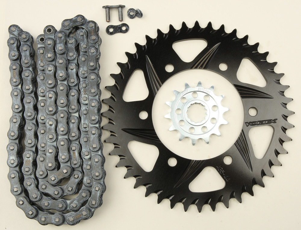 V3 Chain & Sprocket Kit Black SX Chain 520 13/43 Hardcoat Aluminum - For 15-19 Yamaha YZF-R3 - Click Image to Close