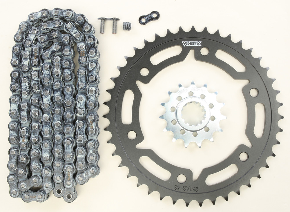 V3 Chain & Sprocket Kit Black RX Chain 520 15/43 Black Steel - For 04-05 Honda CBR1000RR - Click Image to Close