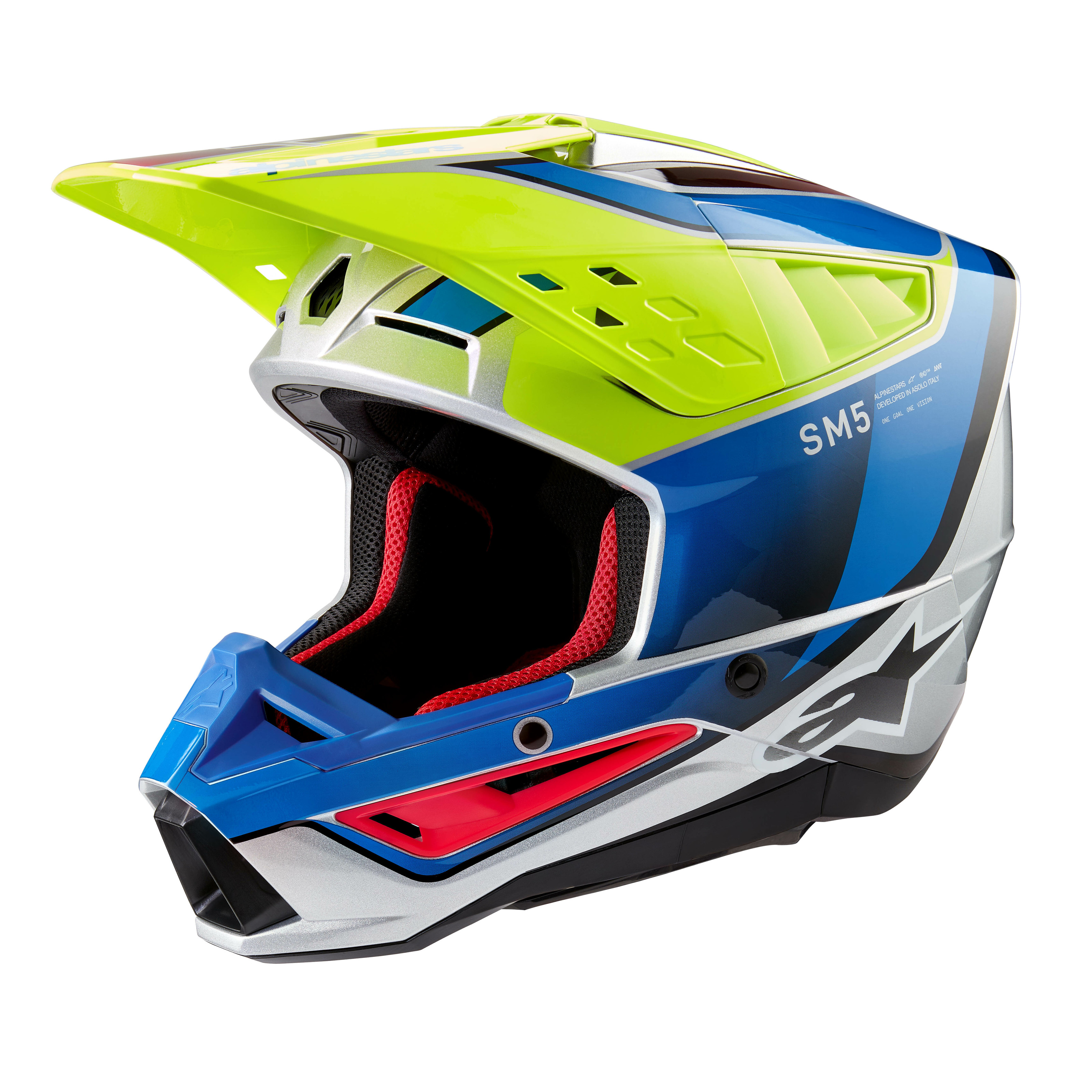 Alpinestars S-M5 Sail Helmet Fluorescent Yellow/Blue Large - For Large size, universal fit - Click Image to Close