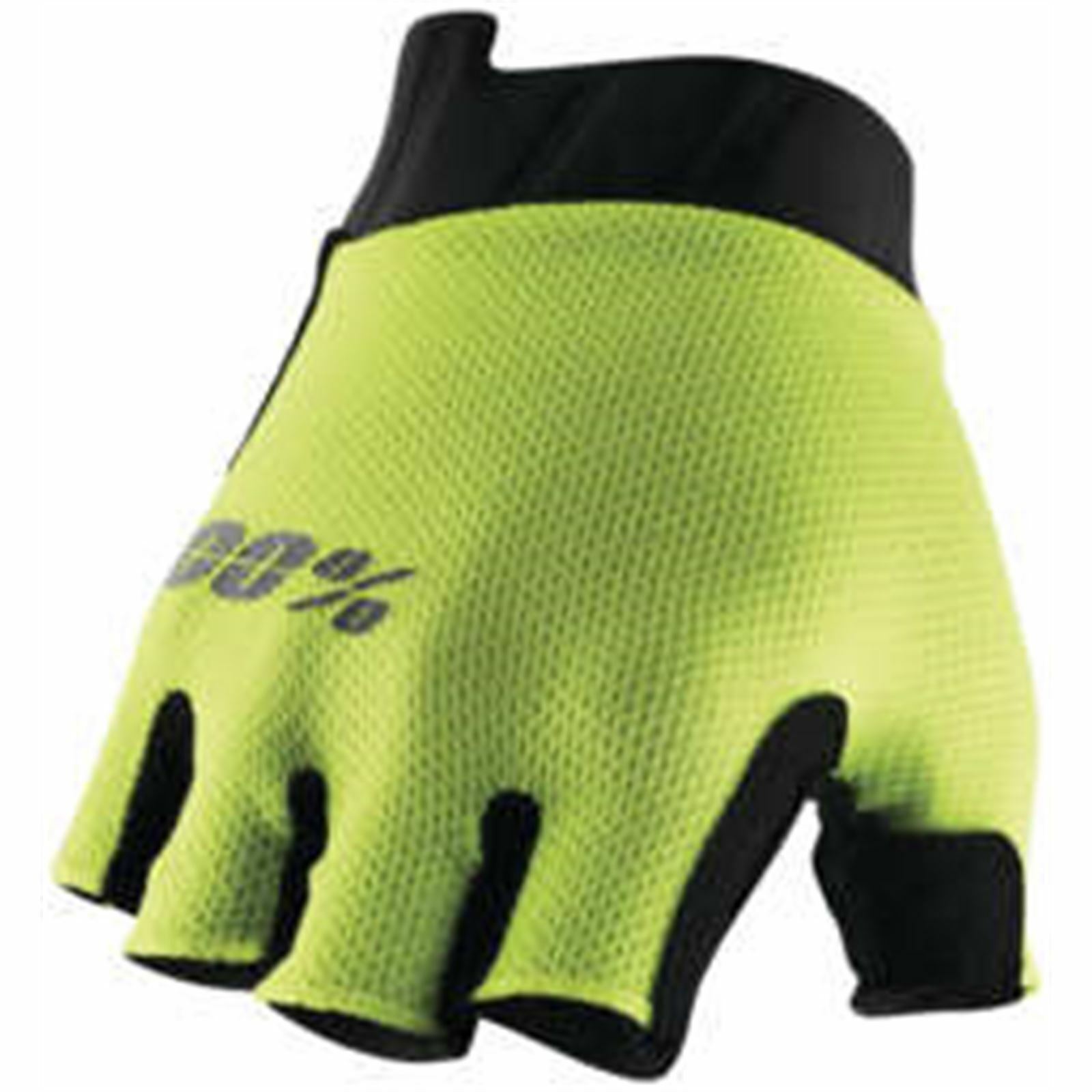 100% Exceeda Gel Shortfinger Gloves - Flo. Yellow Medium - Click Image to Close