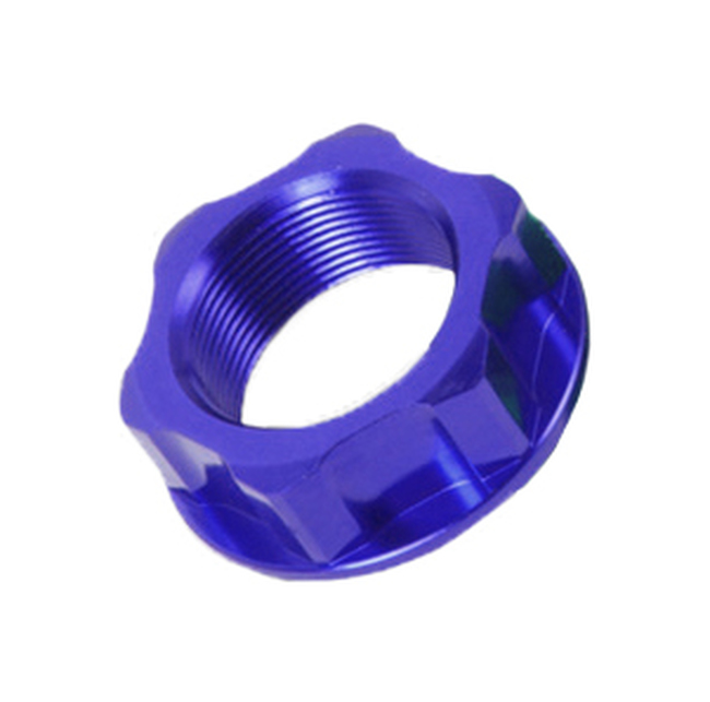 Blue Steering Stem Nut - Fits Yamaha w/ M22x1.0 Steering Stem - Click Image to Close