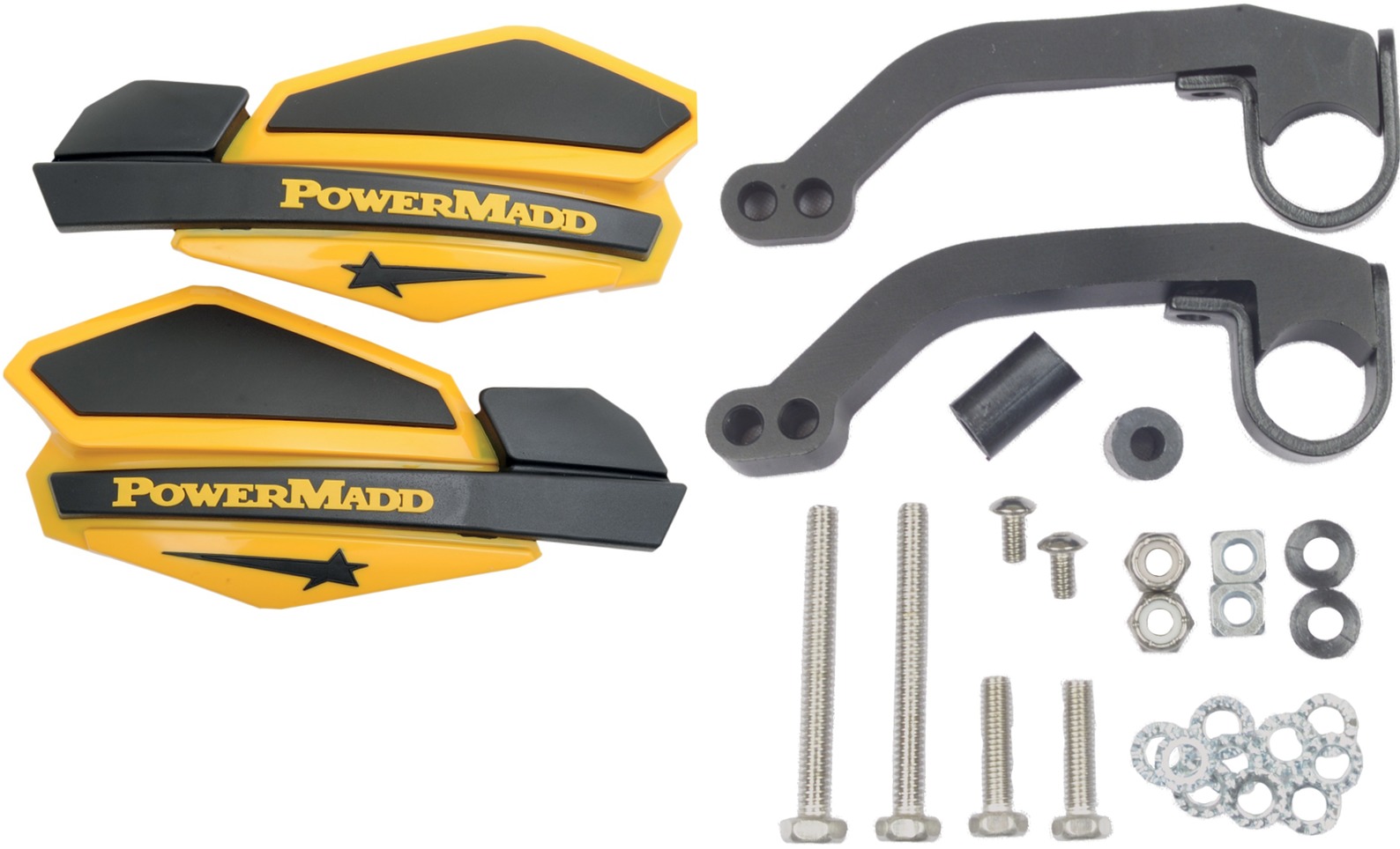 Yellow & Black Star Handguard Kit w/ MC/ATV Mounts - Click Image to Close