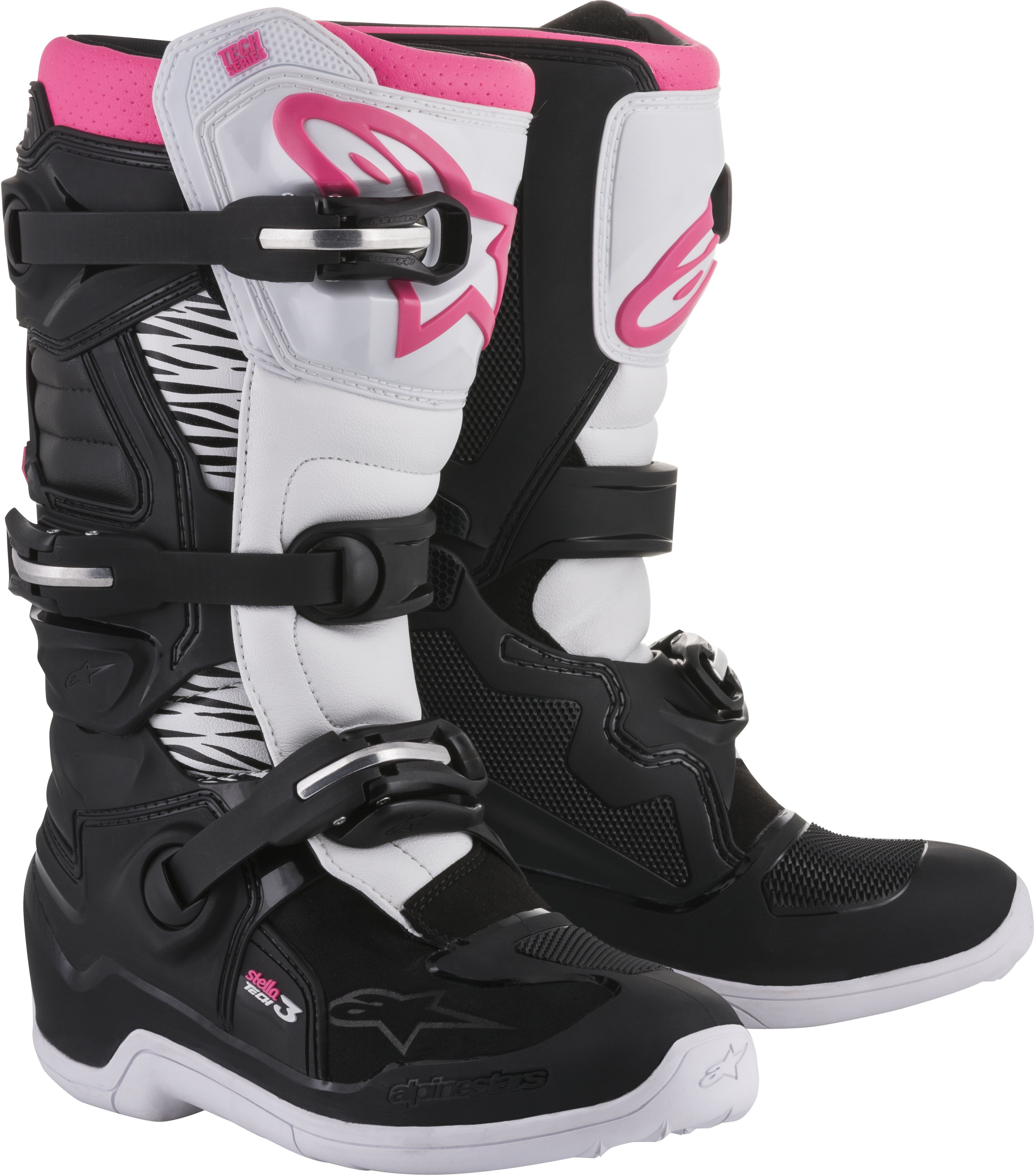 Tech 3 Stella Boots Black/White/Pink Size 6 - Click Image to Close