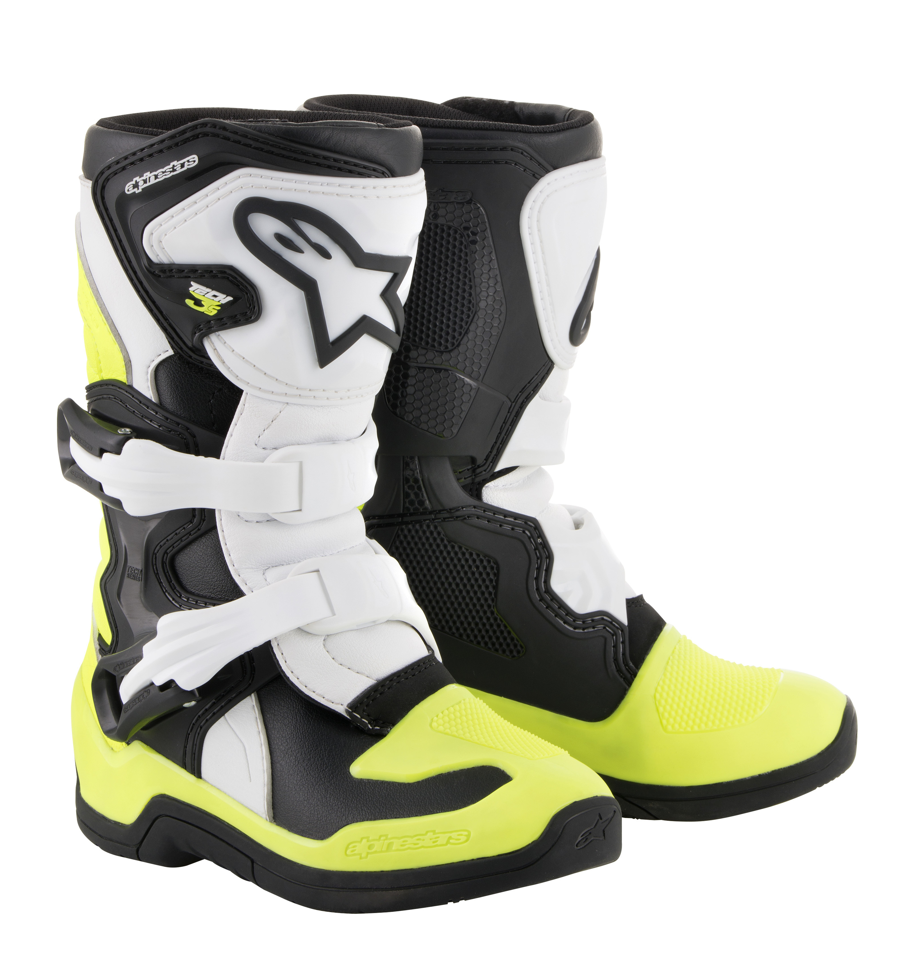 Tech 3S Youth MX Boots Black/White/Yellow Size Y10 - Click Image to Close