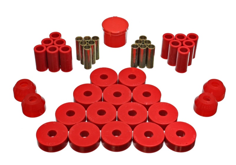 55-75 Jeep CJ5/CJ6 Red Hyper-Flex Master Bushing Set - Click Image to Close