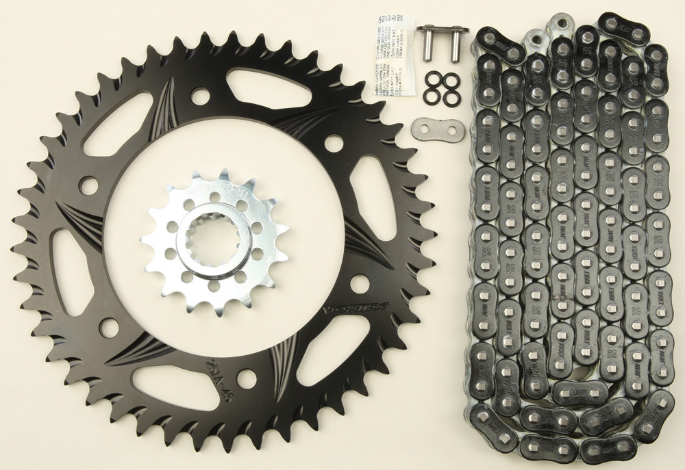 V3 Chain & Sprocket Kit Black RX Chain 520 16/47 Black Steel - For 06-10 Suzuki GSX-R750 - Click Image to Close