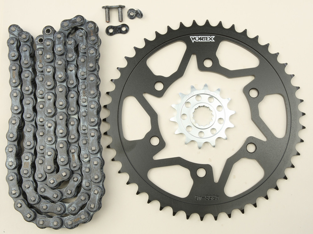 V3 Chain & Sprocket Kit Black SX Chain 520 14/46 Black Steel - For 15-19 Yamaha YZF-R3 - Click Image to Close