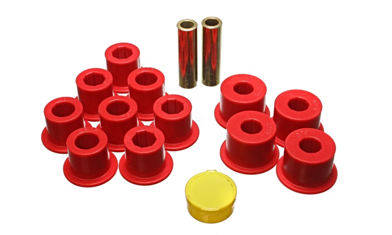 Red Rear Leaf Spring Bushing Set - For 6/86-97 Nissan 720 & Hardbody Pickup 2WD - Click Image to Close