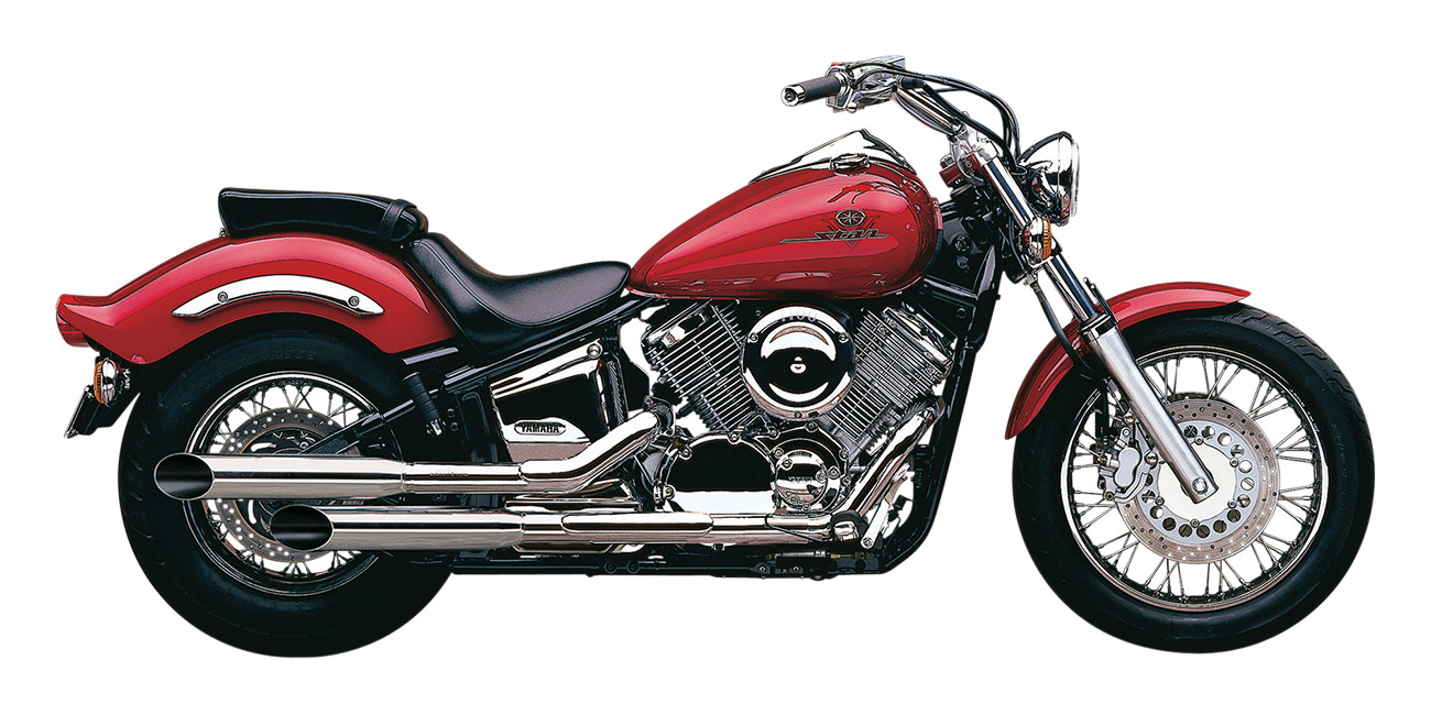 Deluxe Slash Cut Full Exhaust - For 99-09 Yamaha V-Star 1100 - Click Image to Close