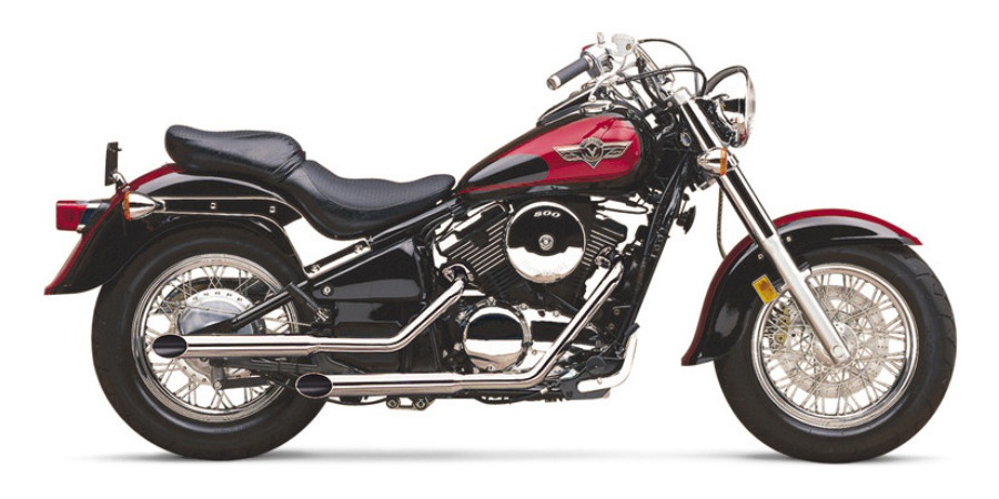 Classic Slash Cut Full Exhaust - For 95-05 Kawasaki VN800A/B Vulcan - Click Image to Close