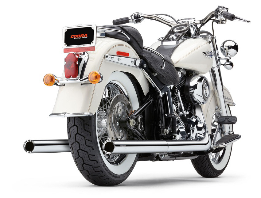 Dual Chrome Full Exhaust - Harley Softail - Click Image to Close