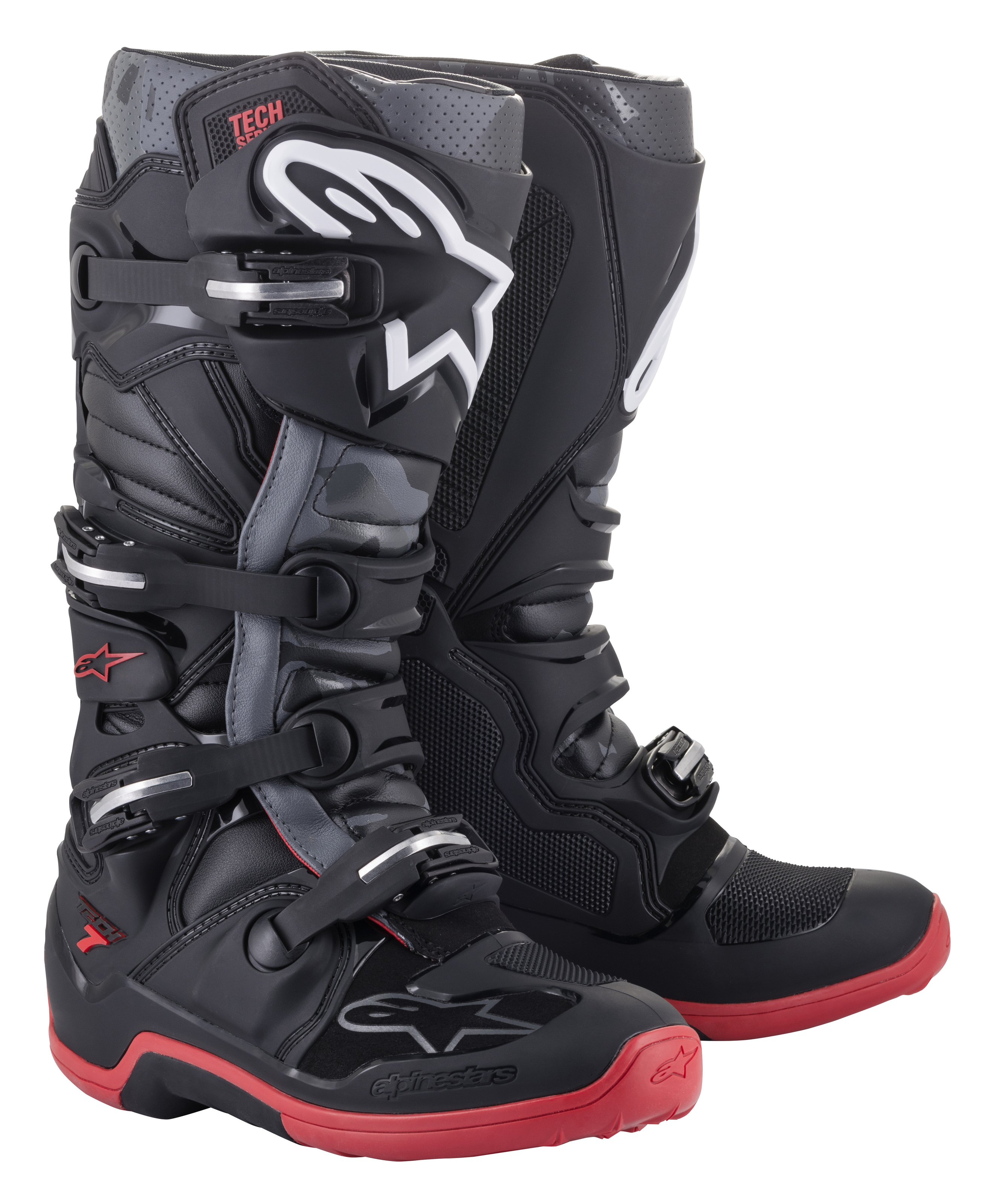 Tech 7 Boots Black/Cool Gray/Red SZ 8 - Click Image to Close