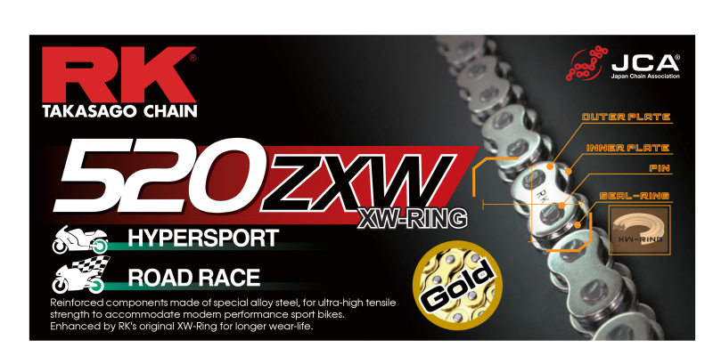 RK Chain 520ZXW-150 - Gold - Click Image to Close