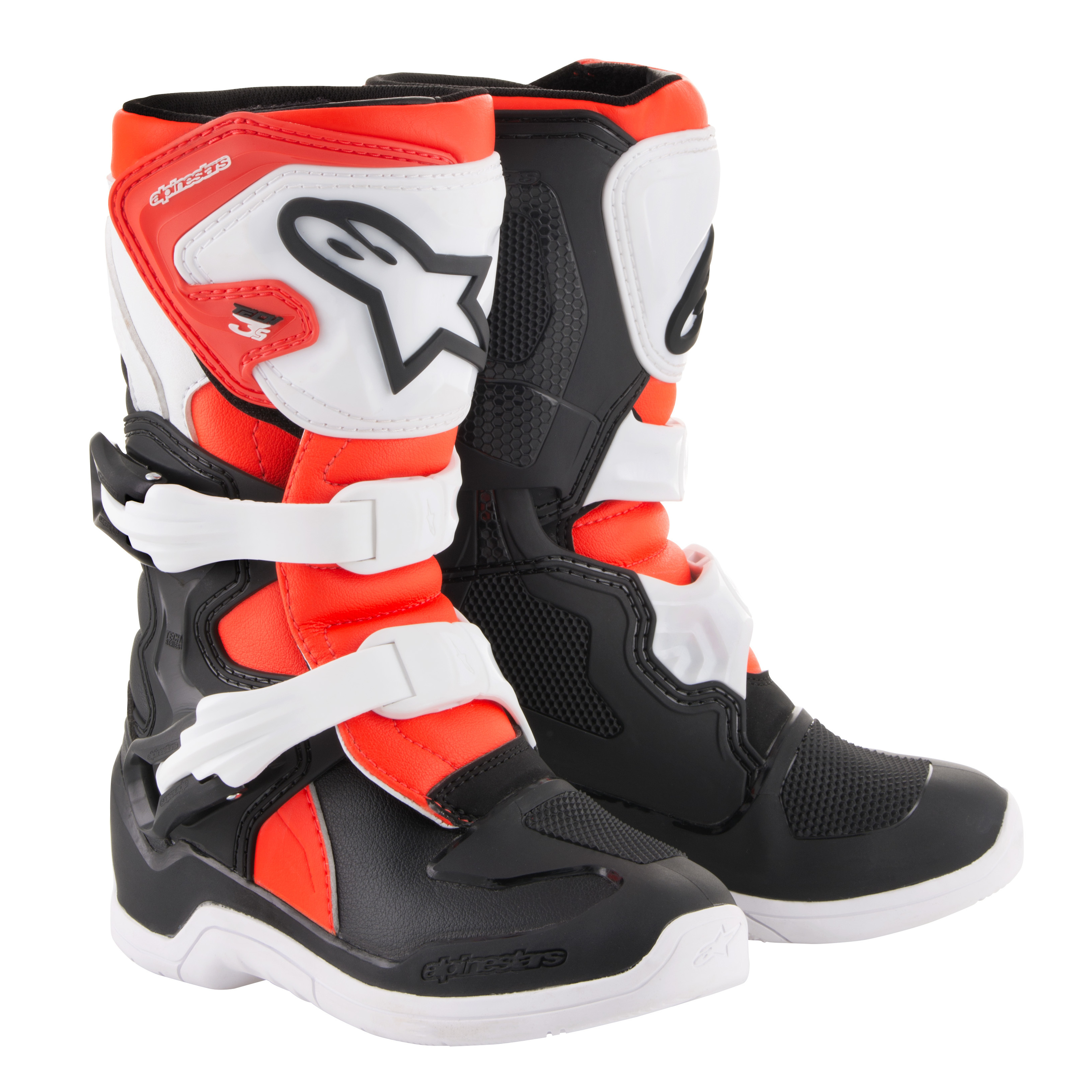 Tech 3S Kids MX Boots Black/White/Red Size T10 - Click Image to Close