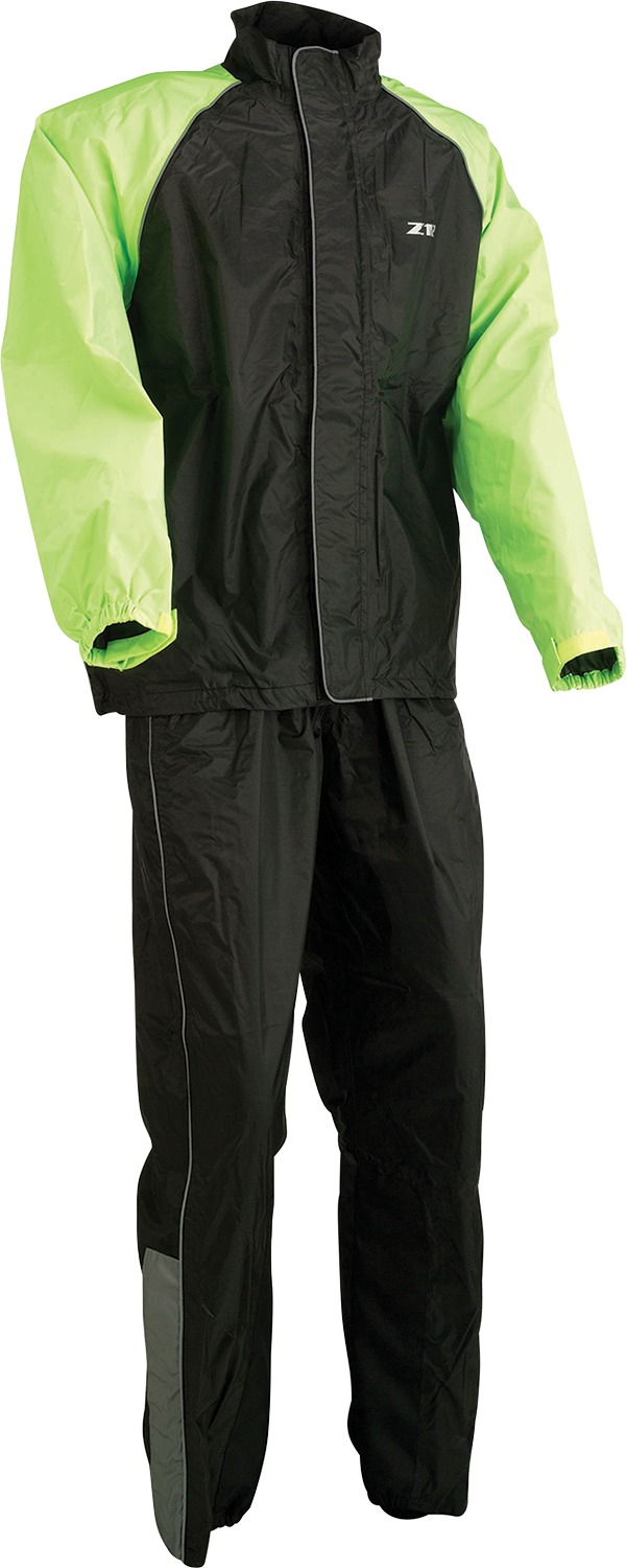 2-Piece Rain Suit Large Black/Hi-Viz - Click Image to Close