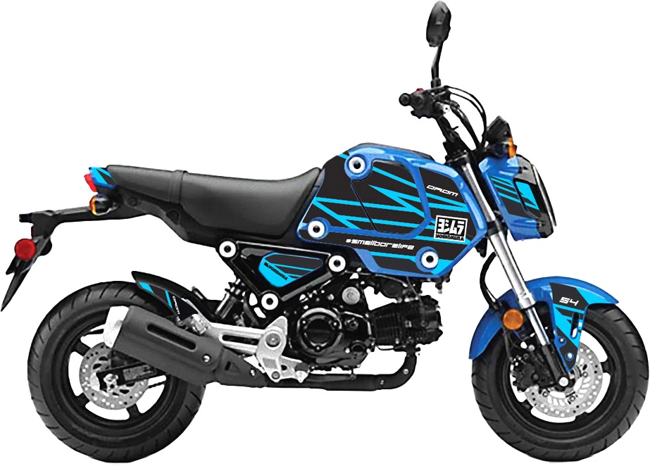 "Edge Blue" Graphics Kit - For 2022 Honda Grom - Click Image to Close