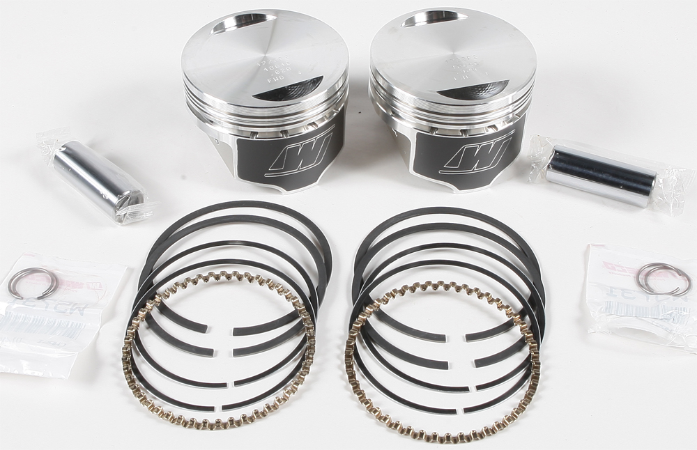 V-Twin Piston Kit 8.5:1 Compression - 3.518in Bore (+.020in) - For 84-99 Harley Touring Softail Dyna - Click Image to Close