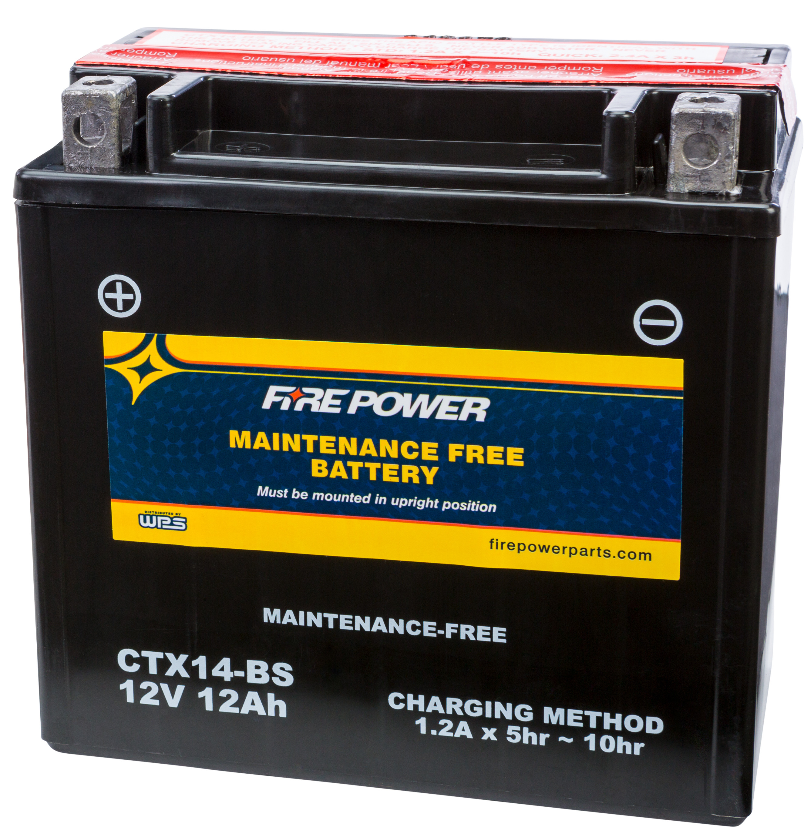 Maintenance Free Sealed Battery - Replaces YTX14-BS - Click Image to Close