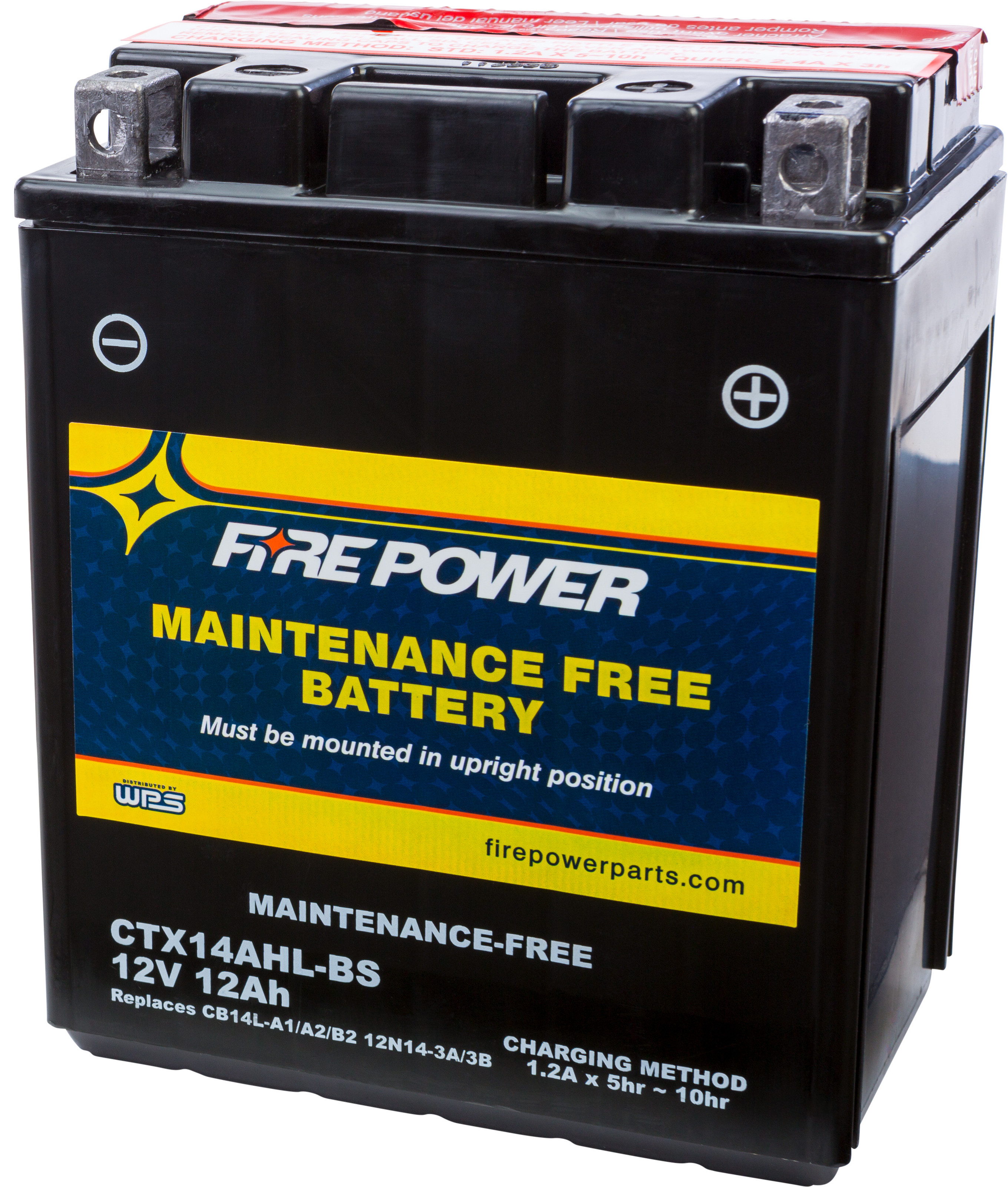 Maintenance Free Sealed Battery - Replaces YTX14AHL-BS - Click Image to Close