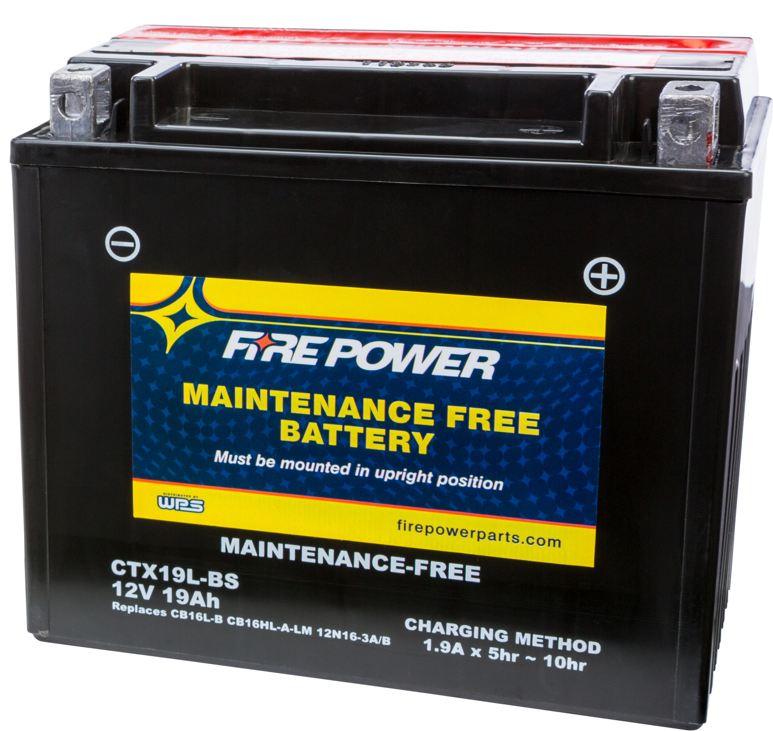 Maintenance Free Sealed Battery - Replaces YTX19L-BS - Click Image to Close