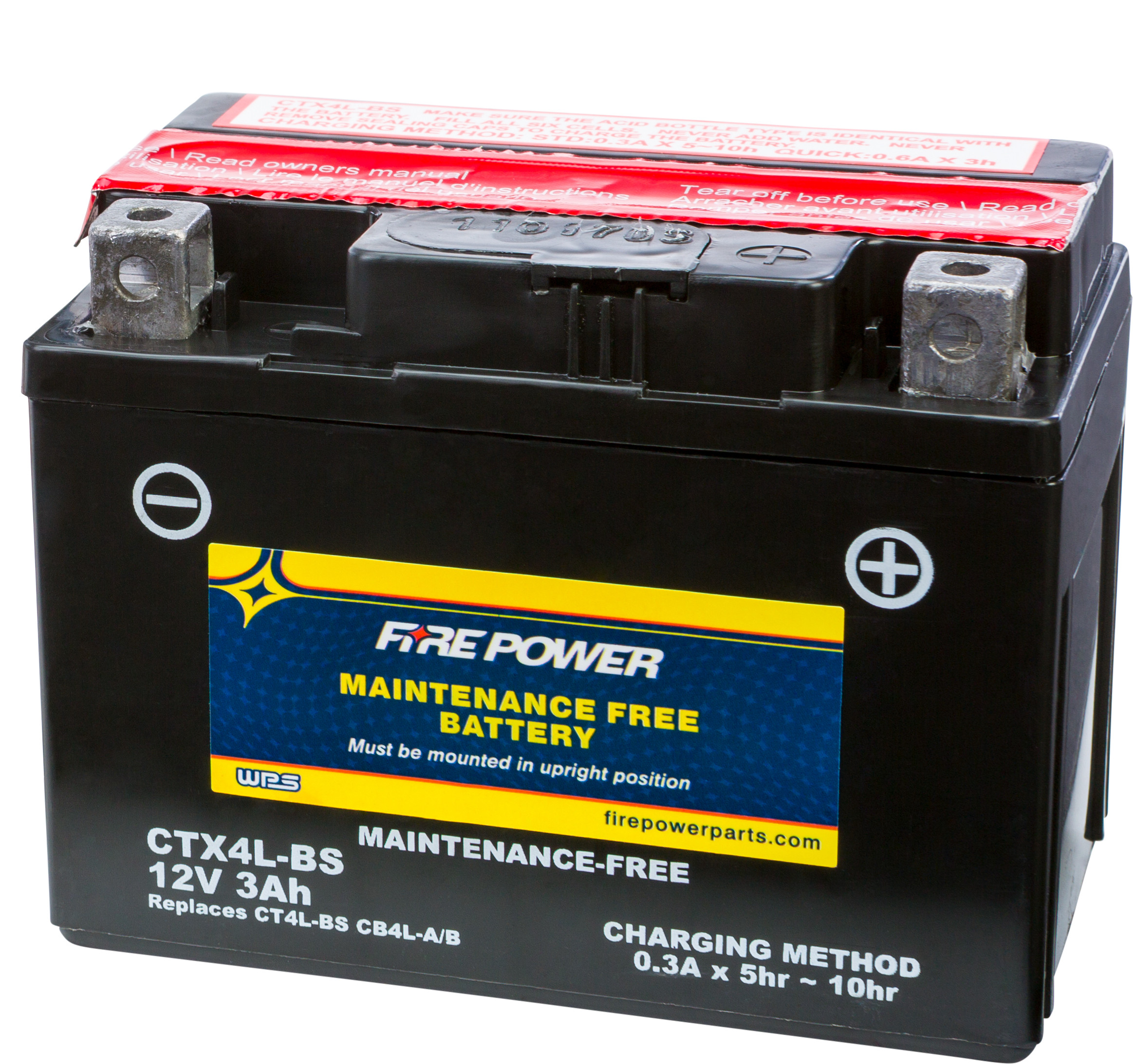 Maintenance Free Sealed Battery - Replaces YTX4L-BS - Click Image to Close