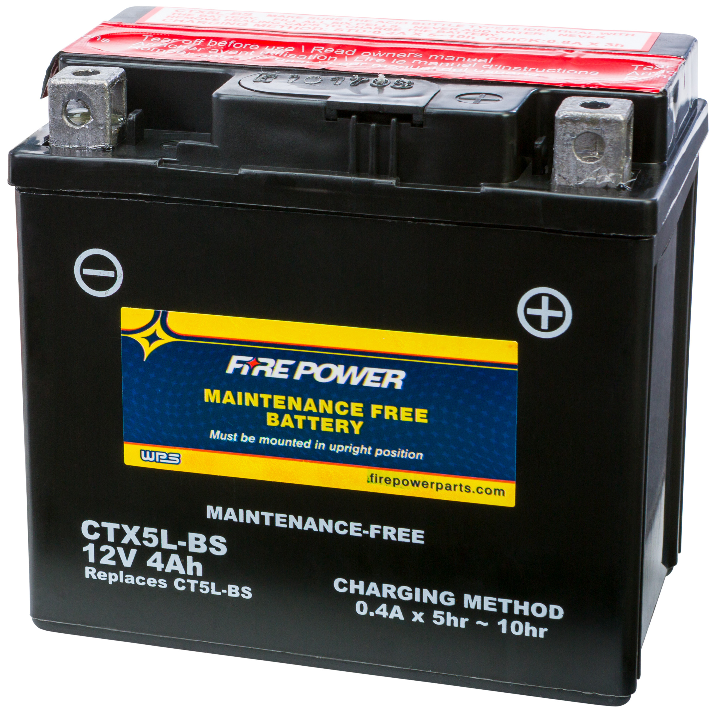 Maintenance Free Sealed Battery - Replaces YTX5L-BS - Click Image to Close