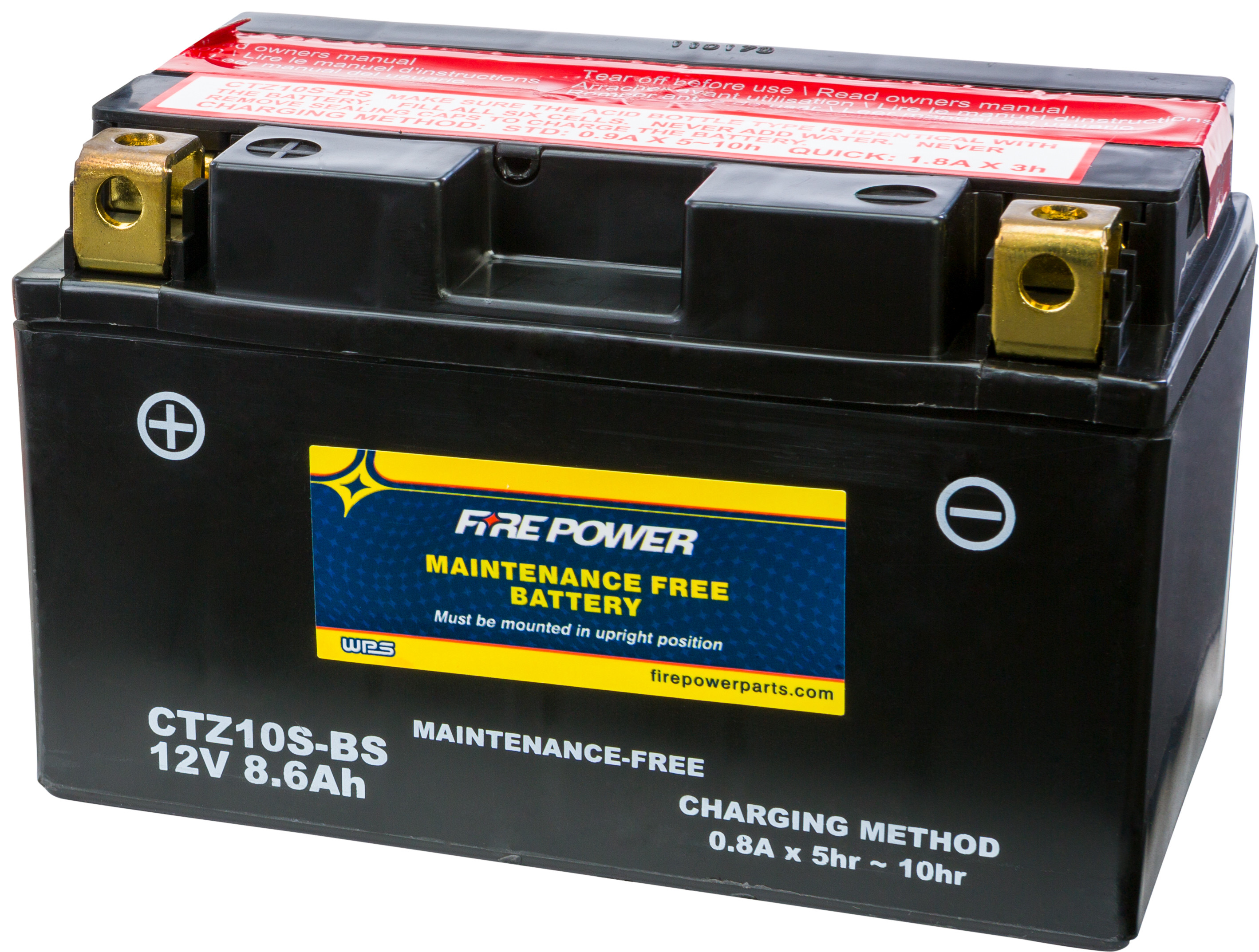 Maintenance Free Sealed Battery - Replaces YTZ10S - Click Image to Close