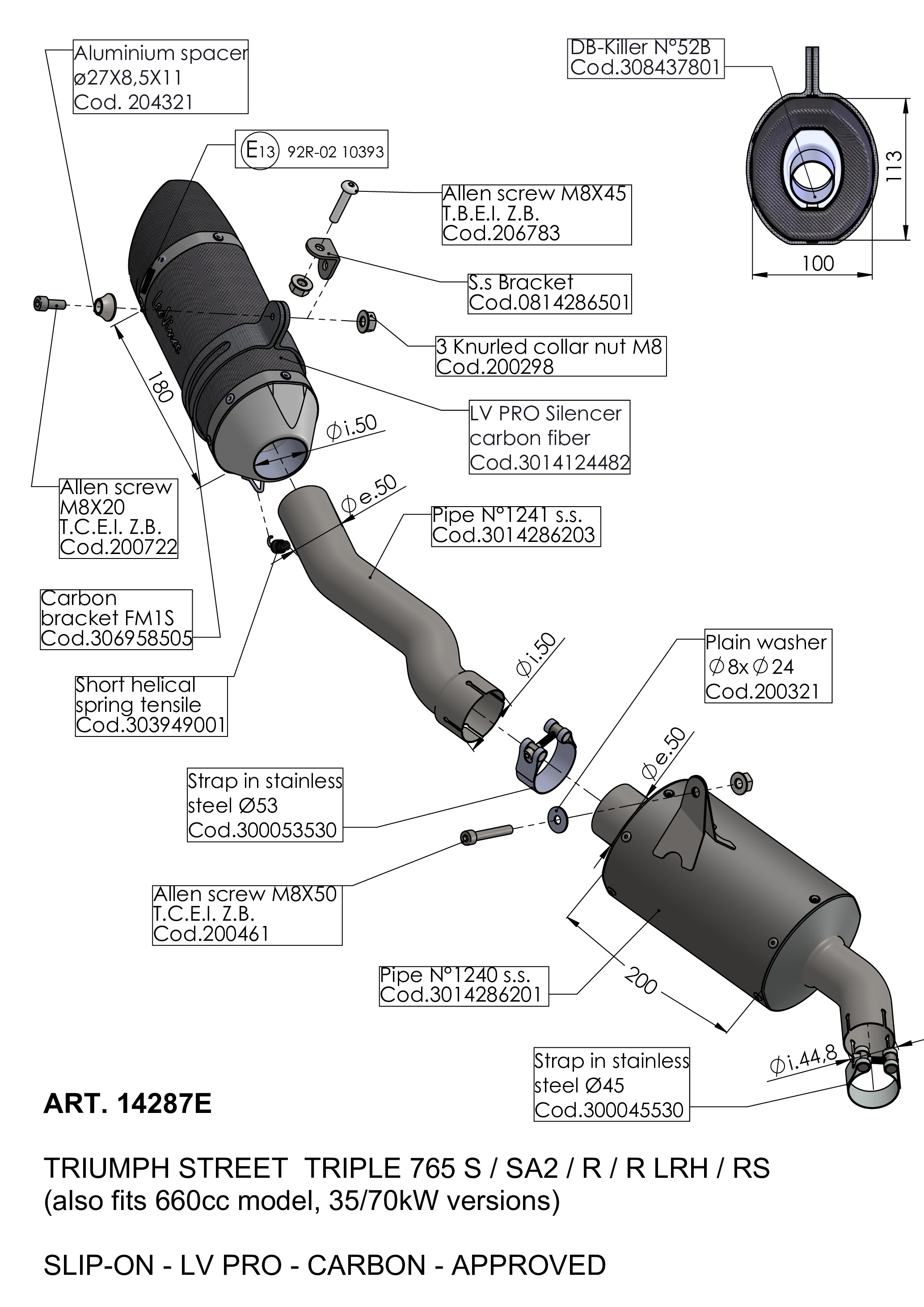 Leovince LVPRO Kawasaki 14172E Carbon Slip on Muffler Black