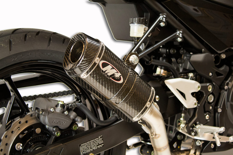 Carbon Fiber & Stainless Full Exhaust - For 18-23 Kawasaki Ninja 400 - Click Image to Close