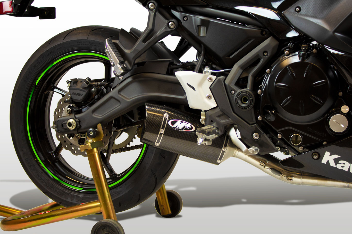 Carbon Fiber Stainless Full Exhaust - For 17-23 Kawasaki Ninja 650/Z650 - Click Image to Close