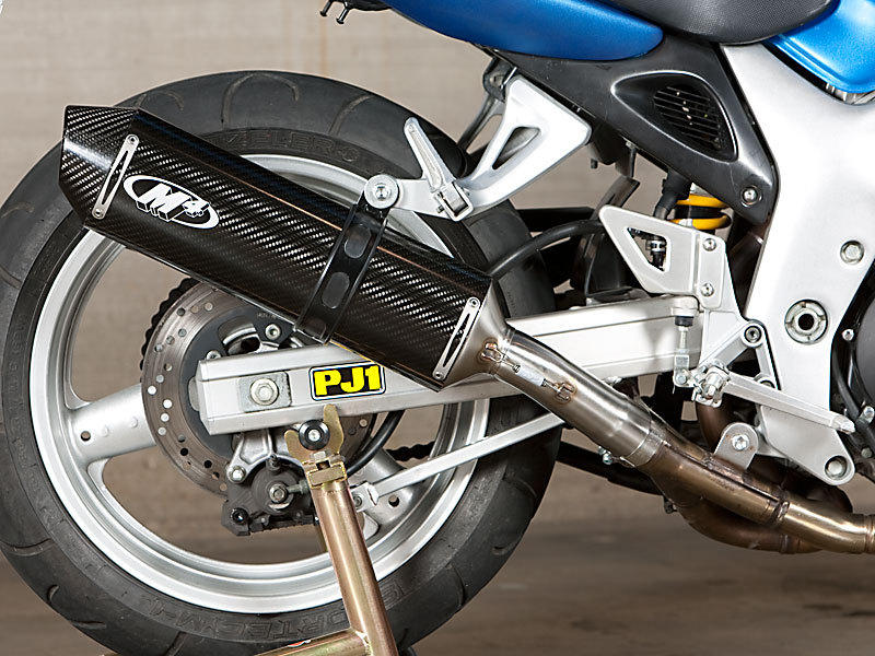 Carbon Fiber Full Exhaust w/ Stainless Tubing - For 99-02 Suzuki SV650 - Click Image to Close