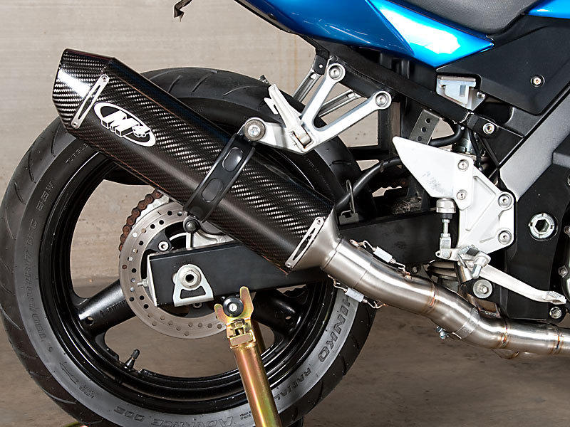 Carbon Fiber Full Exhaust w/ Stainless Tubing - For 2003 Suzuki SV650 - Click Image to Close