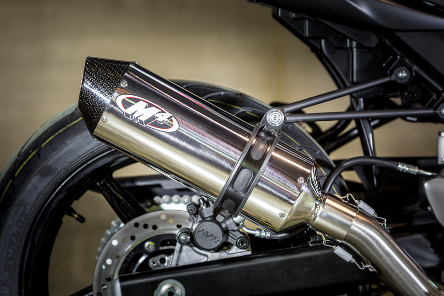 High Mount Full Exhaust w/ Stainless Muffler & Stainless Tubing - For 17-22 Suzuki SV650 - Click Image to Close