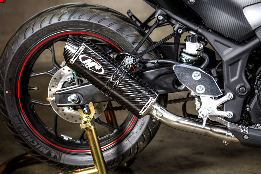 Full Exhaust w/ Carbon Fiber Muffler & Stainless Tubing - For 15-24 Yamaha R3 & MT03 - Click Image to Close