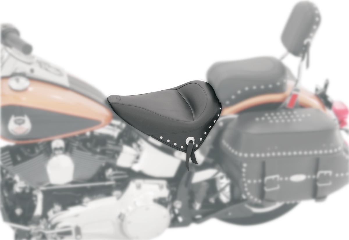 Concho Skirt Studded Vinyl Solo Seat - For 00-15 Harley Softail - Click Image to Close