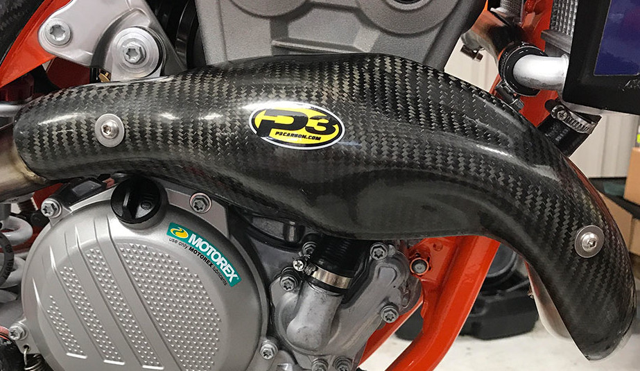 Carbon Fiber Header Heat Shield - For SXF XCF FC 250/350 w/FMF SX MegaBomb - Click Image to Close