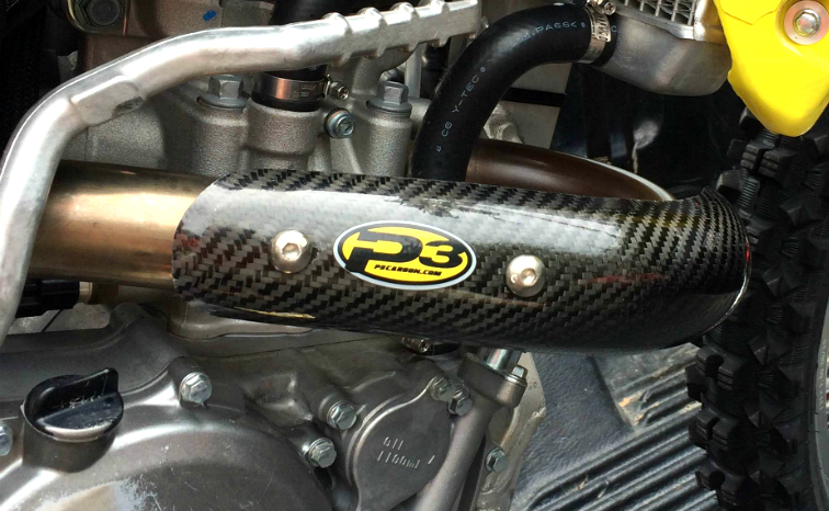 Carbon Fiber Header Heat Shield - For 08-20 Suzuki RMZ450 - Click Image to Close