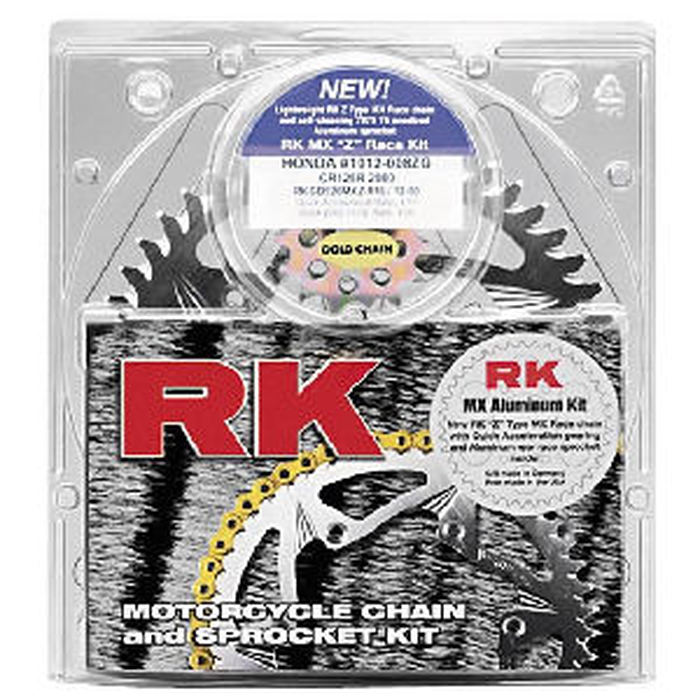 QA GB520MXZ4-116 Chain 13/52 Silver Aluminum Sprocket Kit - RK Excel Chain & Sprocket Kit - Click Image to Close