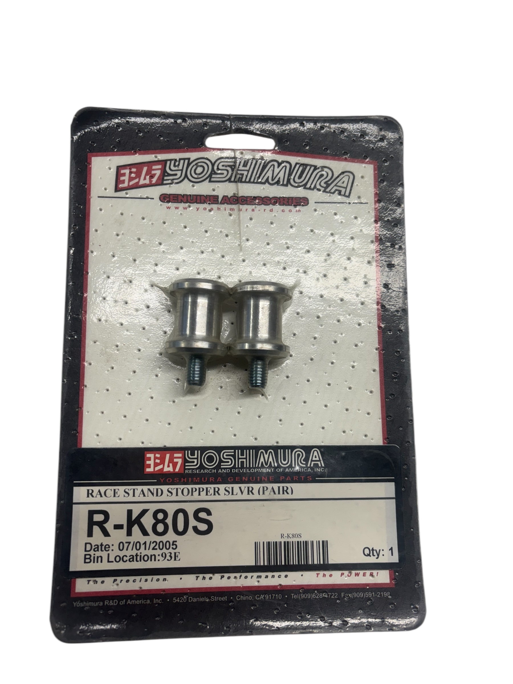 Race Stand Stopper - Silver (pair) - 8mm bolts fits most Suzuki and Kawasaki sport bikes - Click Image to Close