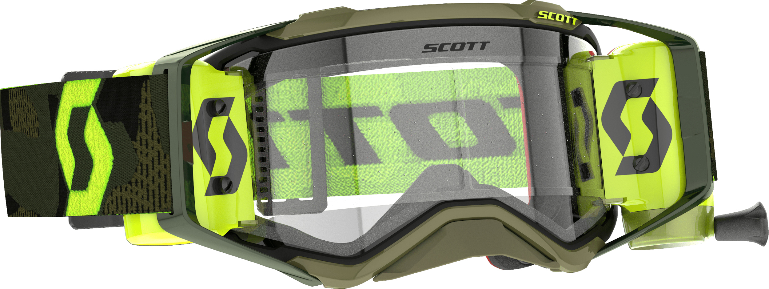 Prospect Super WFS Goggles Khaki Green/Neon Yellow Clear Works Lens - Click Image to Close