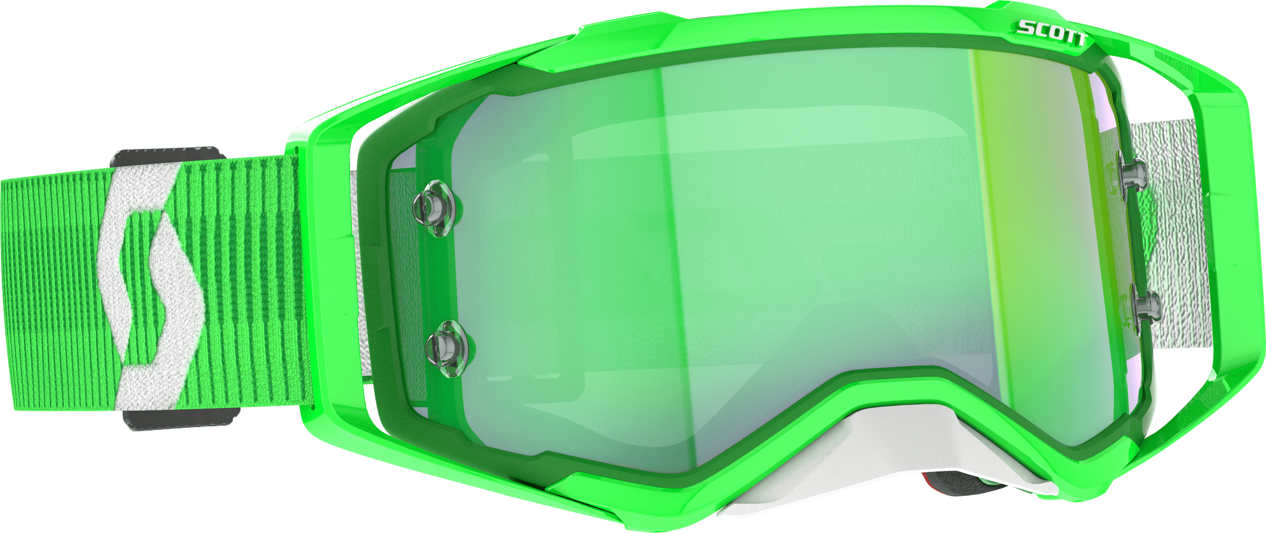 Prospect Goggles Green/White Green Chrome Works Lens - Click Image to Close