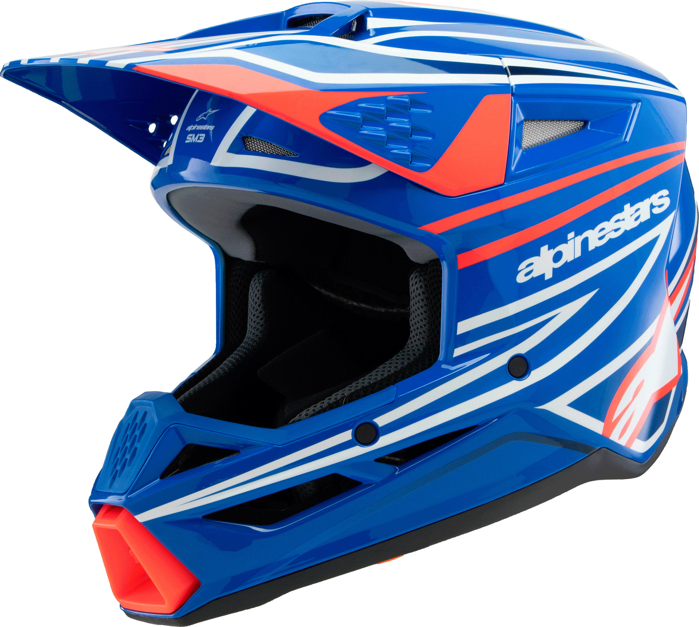 SM3 Youth Wurx Helmet Blue/Red/White/Black YL For Youth - Youth Large SM3 helmet for MX and off-road - Click Image to Close